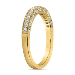 Diamantbesetzter Goldring für Damen, lab-grown BDR0053LG-GSL