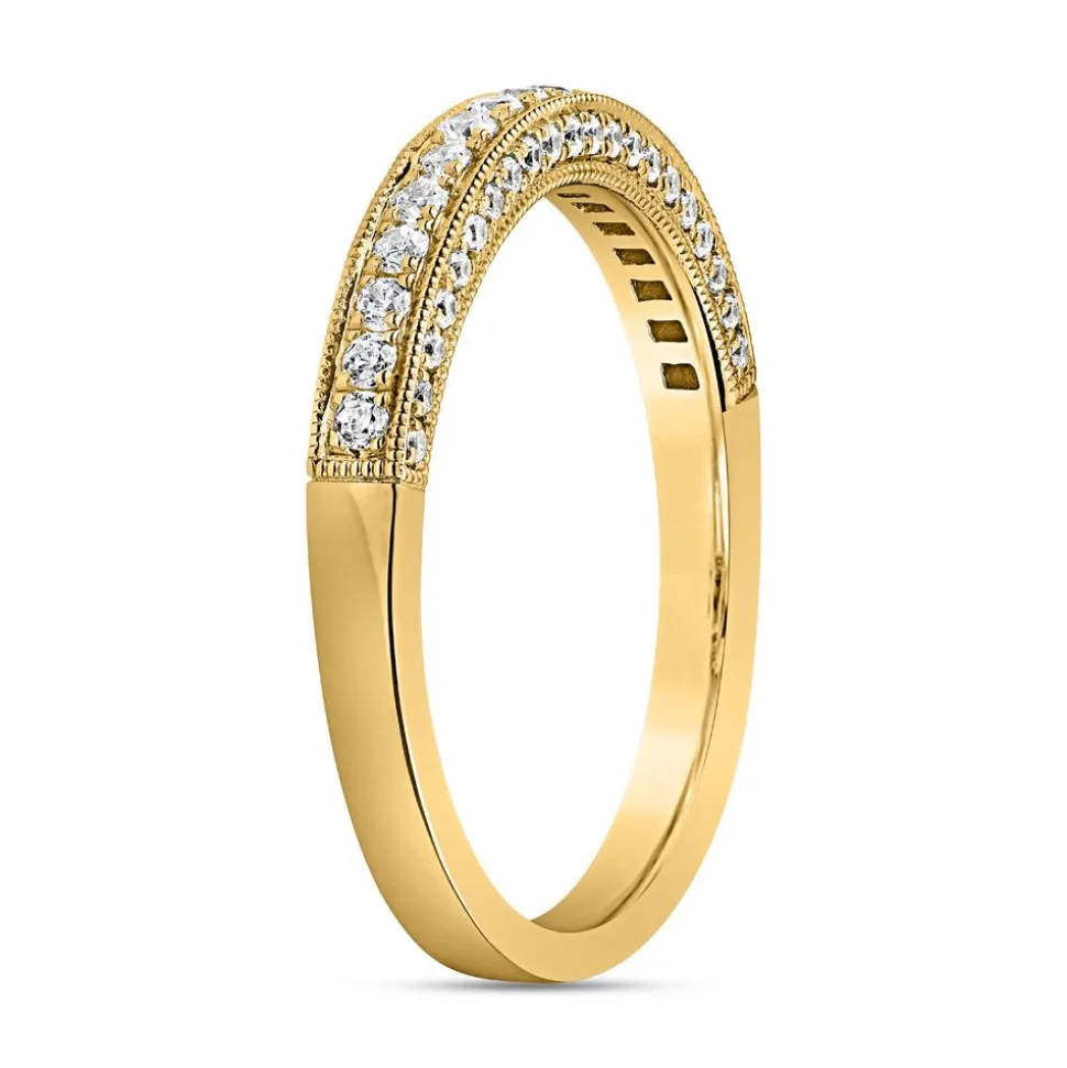 Diamantbesetzter Goldring für Damen, lab-grown BDR0053LG-GSL