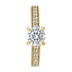 Diamantbesetzter Verlobungsring aus Gelbgold, lab grown BDR0006LG-GSL