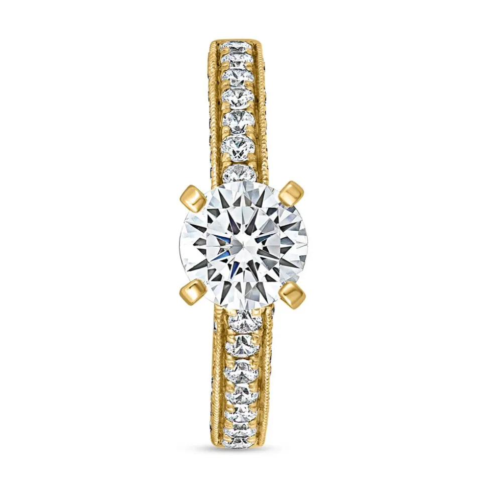 Diamantbesetzter Verlobungsring aus Gelbgold, lab grown BDR0006LG-GSL