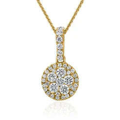 Diamantkette aus Gelbgold mit Anhänger Halo, lab grown BDP0047LG-GSLK