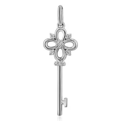 Diamantkette mit Schlüsselanhänger, lab grown, Weißgold BDP0043LG-WSLK