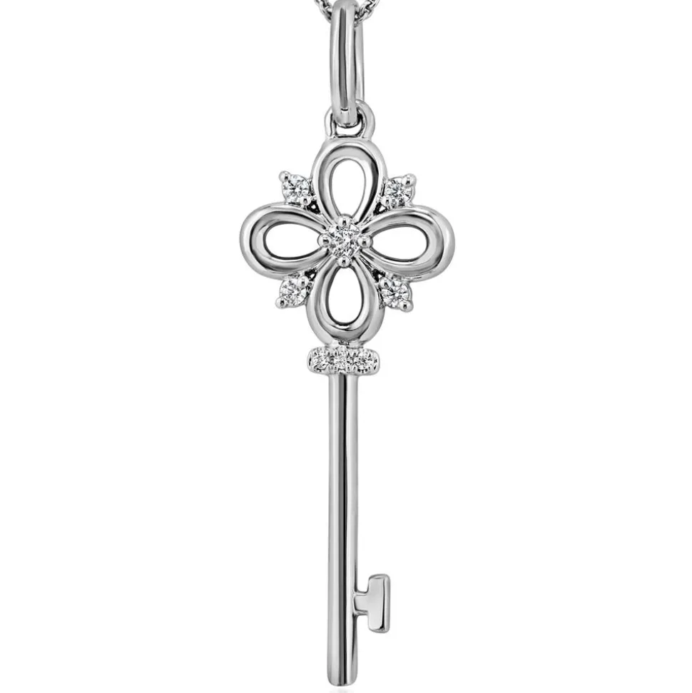 Diamantkette mit Schlüsselanhänger, lab grown, Weißgold BDP0043LG-WSLK