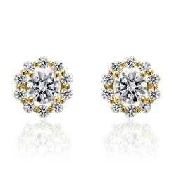 Diamantohrstecker Halo für Damen aus Gelbgold BDE0037-GSL