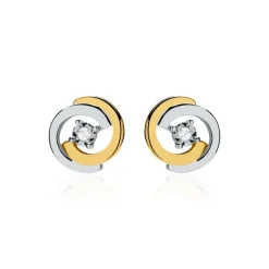 Diamantohrstecker Kreise aus 14 K Gold bicolor DE0205