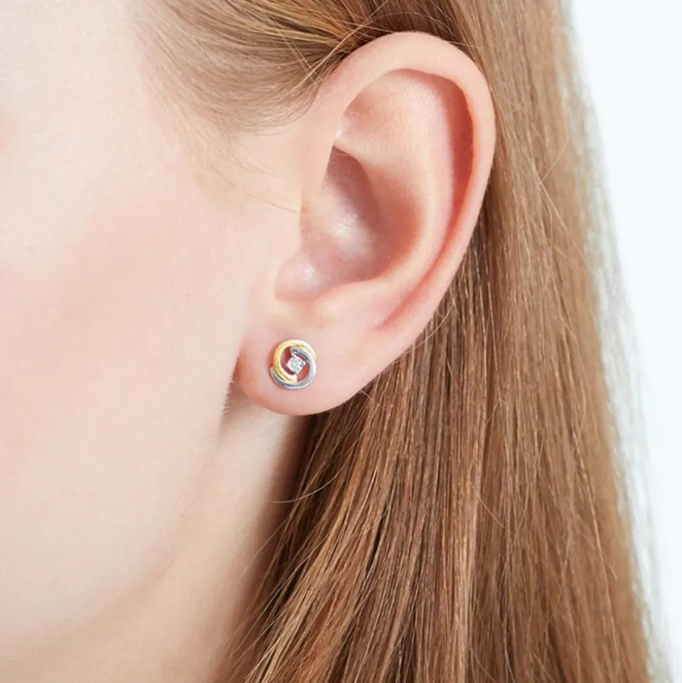 Diamantohrstecker Kreise aus 14 K Gold bicolor DE0205