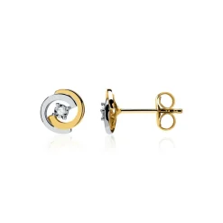 Diamantohrstecker Kreise aus 14 K Gold bicolor DE0205