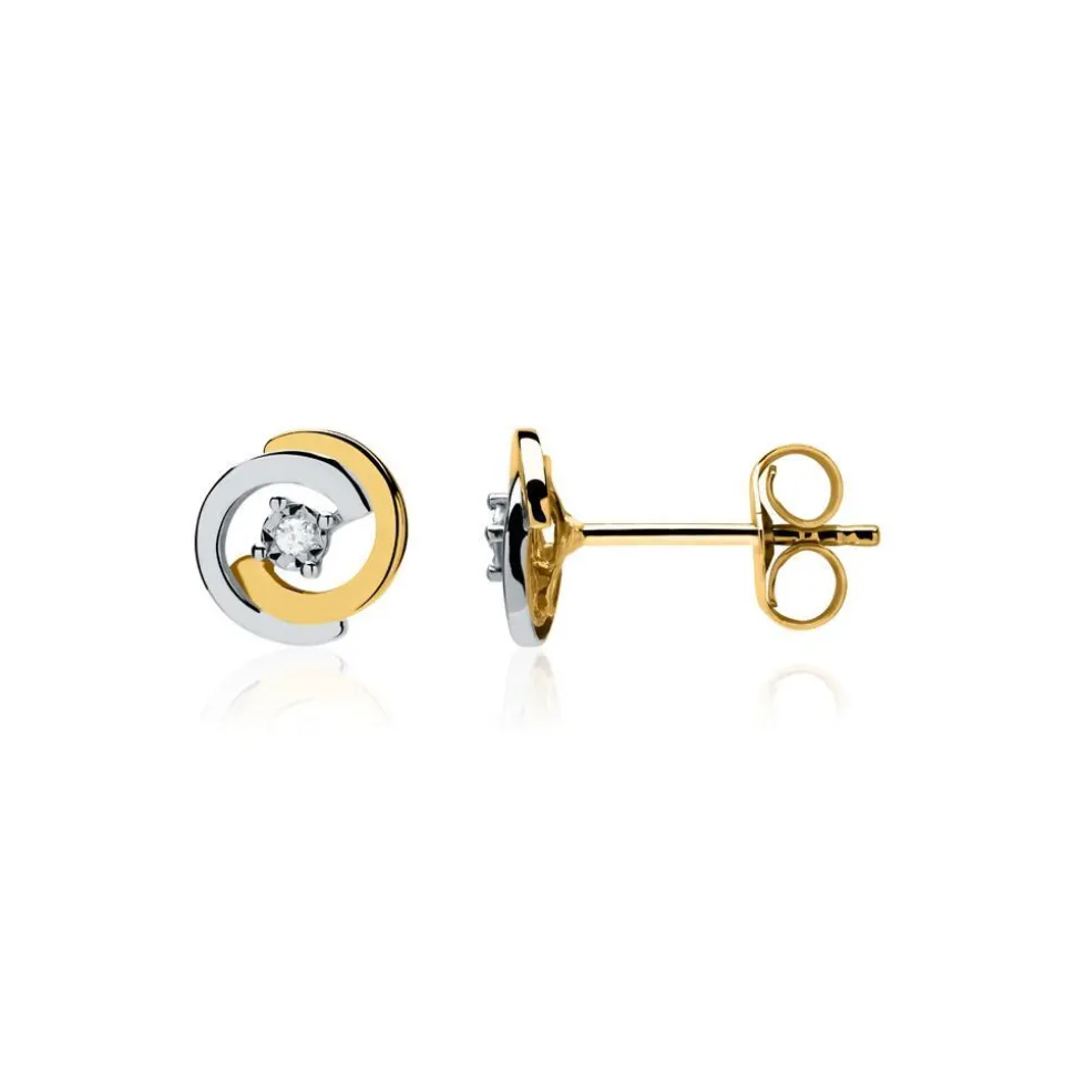 Diamantohrstecker Kreise aus 14 K Gold bicolor DE0205