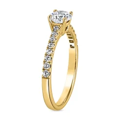 Diamantring aus Gelbgold für Damen, gravierbar BDR0019-GSL