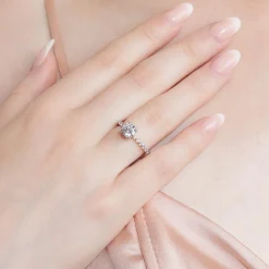 Diamantring aus Weißgold oder Platin, gravierbar BDR0027-WSL