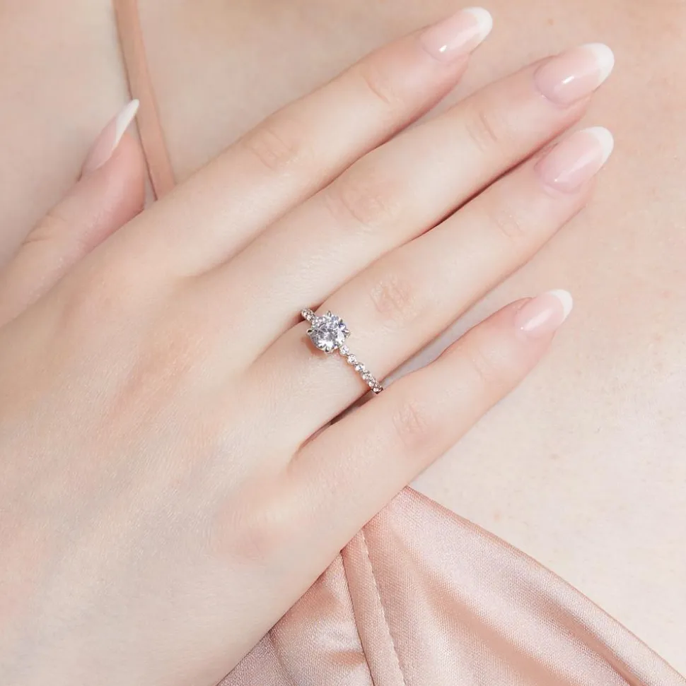 Diamantring aus Weißgold oder Platin, gravierbar BDR0027-WSL