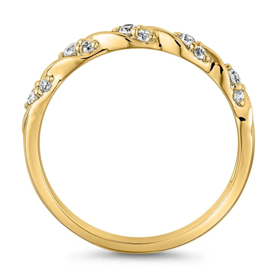 Diamantring für Damen aus Gelbgold, gravierbar BDR0119-GSL