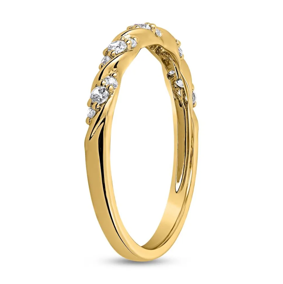 Diamantring für Damen aus Gelbgold, gravierbar BDR0119-GSL