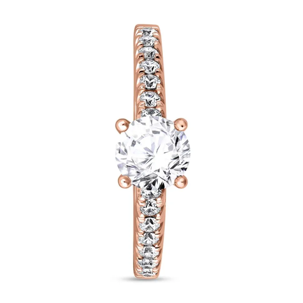 Diamantring für Damen aus Roségold, gravierbar BDR0009-RSL