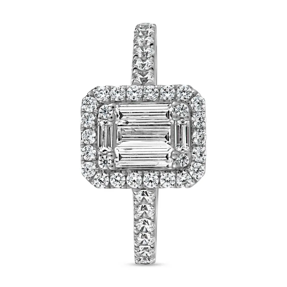 Diamantring für Damen aus Weißgold oder Platin BDR0044-WSL