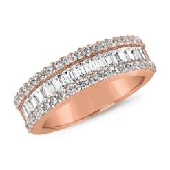 Diamantring mit Baguetteschliff, Roségold, gravierbar BDR0069-RSL