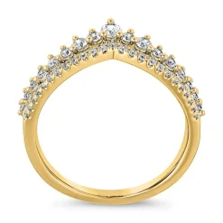 Diamantring V-Form aus Gelbgold, gravierbar BDR0061-GSL