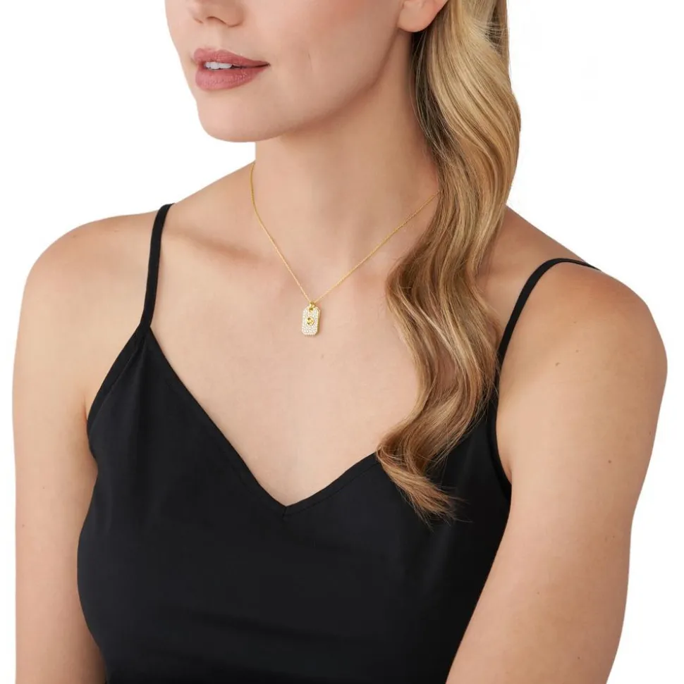 Dog Tag Gravurkette aus 925er Silber, Zirkonia, IP Gold MKC1619AN710