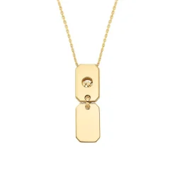 Dog Tag Gravurkette aus 925er Silber, Zirkonia, IP Gold MKC1619AN710