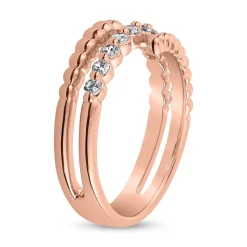 Dreireihiger Diamantring aus Roségold für Damen BDR0111-RSL
