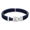 Dunkelblaues Herrenarmband aus Leder und Edelstahl 2790362