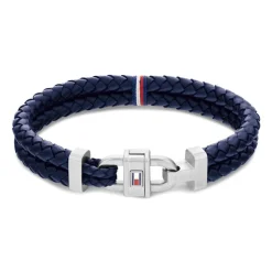Dunkelblaues Herrenarmband aus Leder und Edelstahl 2790362