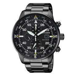 Eco Drive Chronograph für Herren aus Edelstahl, schwarz CA0695-84E
