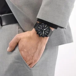 Eco Drive Chronograph für Herren aus Edelstahl, schwarz CA0695-84E