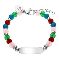 Edelstahlarmband mit bunten Quarzperlen, gravierbar 2033368