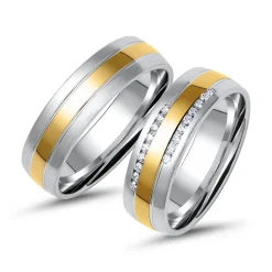 Eheringe aus Gelb- und Weißgold mit 18 Diamanten ER0013s