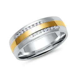 Eheringe aus Gelb- und Weißgold mit 18 Diamanten ER0013s