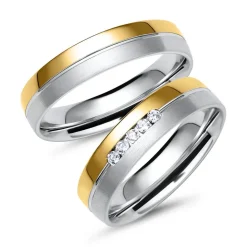 Eheringe aus Gelb- und Weißgold mit 5 Diamanten ER0011s