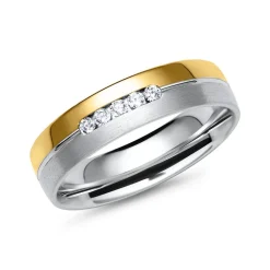 Eheringe aus Gelb- und Weißgold mit 5 Diamanten ER0011s