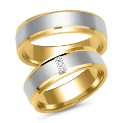 Eheringe aus Gelb- und Weißgold mit 3 Diamanten ER0088s