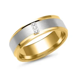 Eheringe aus Gelb- und Weißgold mit 3 Diamanten ER0088s