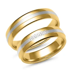 Eheringe aus Gelb- und Weißgold mit 5 Diamanten ER0058s