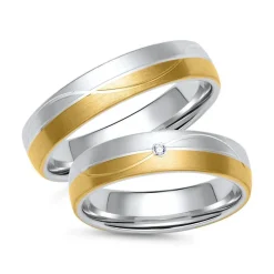 Eheringe aus Gelb- und Weißgold mit Diamant ER0032s