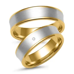 Eheringe aus Gelb- und Weißgold mit Diamant ER0084s