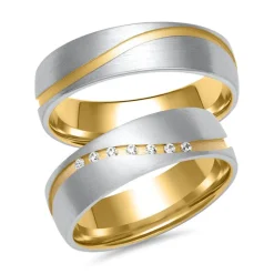 Eheringe aus Gelb- und Weißgold mit 7 Brillanten ER0046s
