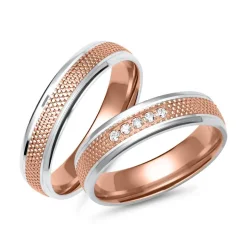 Eheringe aus Rosé- und Weißgold mit 5 Brillanten ER0070s