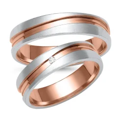 Eheringe aus Rosé- und Weißgold mit Diamant ER0031s