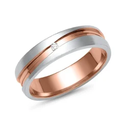 Eheringe aus Rosé- und Weißgold mit Diamant ER0031s