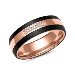 Eheringe aus Roségold und Carbon mit 5 Brillanten ER0104s