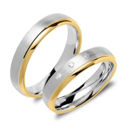 Eheringe aus Sterlingsilber teilvergoldet R8588s