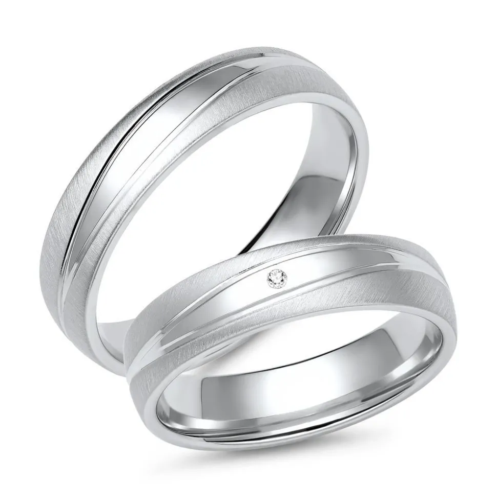 Eheringe aus Weißgold oder Platin mit Brillant ER0060s