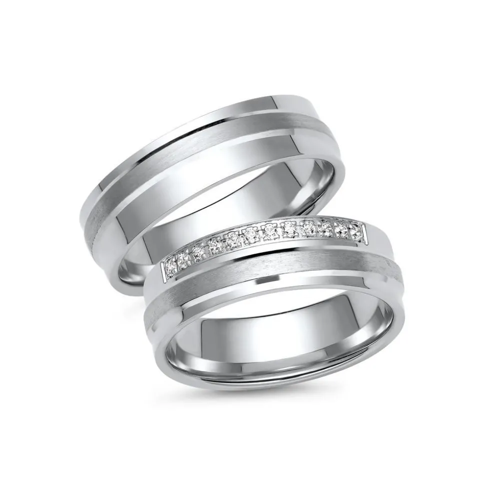 Eheringe aus Weißgold oder Platin mit 12 Brillanten ER0027s