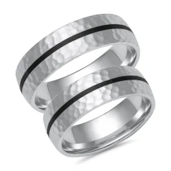 Eheringe aus Weißgold oder Platin mit Carbon ER0102s