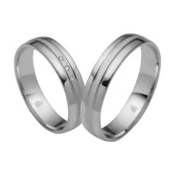 Eheringe aus Weißgold, Platin, Palladium, 3 Diamanten RAU0243-KWs