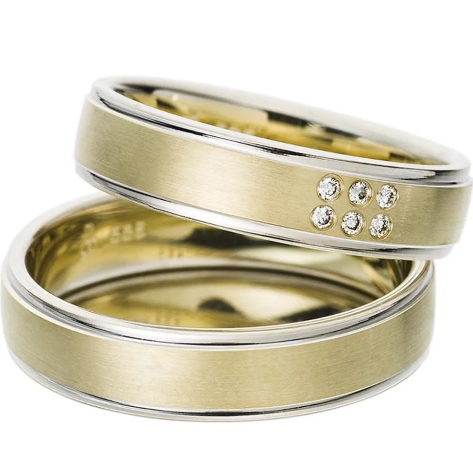 Eheringe Gelb- und Weißgold 5mm 50690