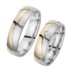 Eheringe Gelb- und Weißgold mit Diamanten Breite 5,5 mm WR0804